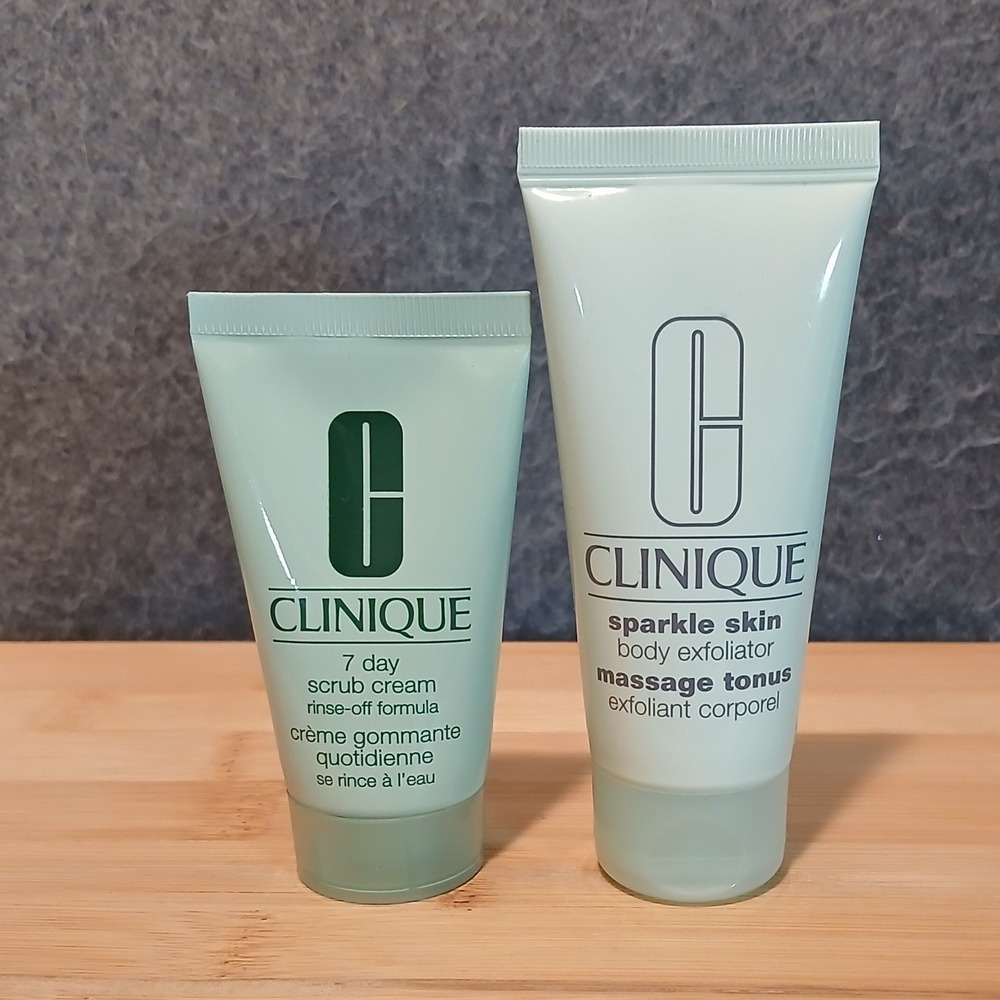 Clinique 7 Day Scrub Cream +Sparkle Skin Body Exfoliator travel set cleanser